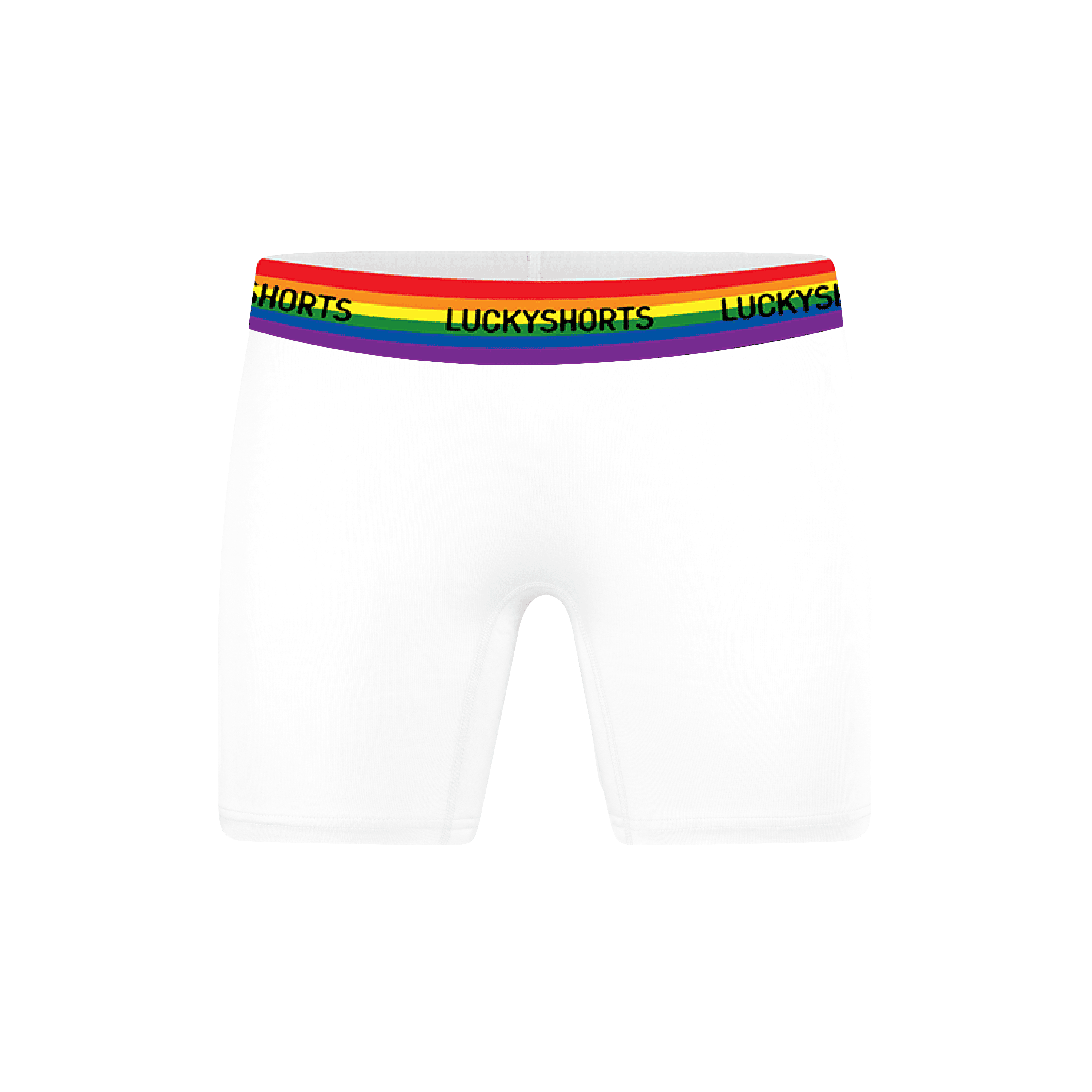 LUCKYSHORTS S / White + Rainbow waistband LUCKY