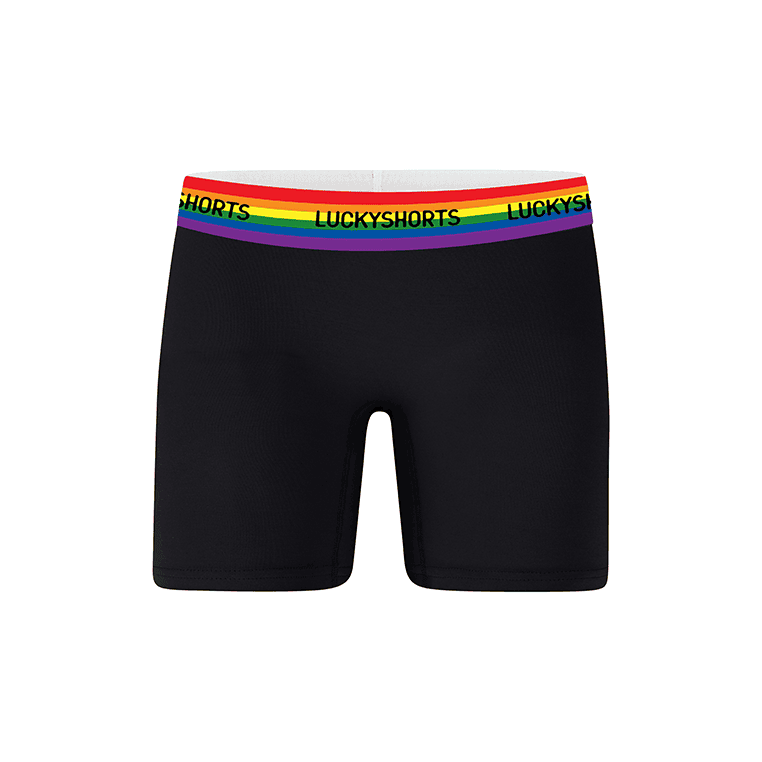 LUCKYSHORTS / Black + Rainbow waistband LUCKY