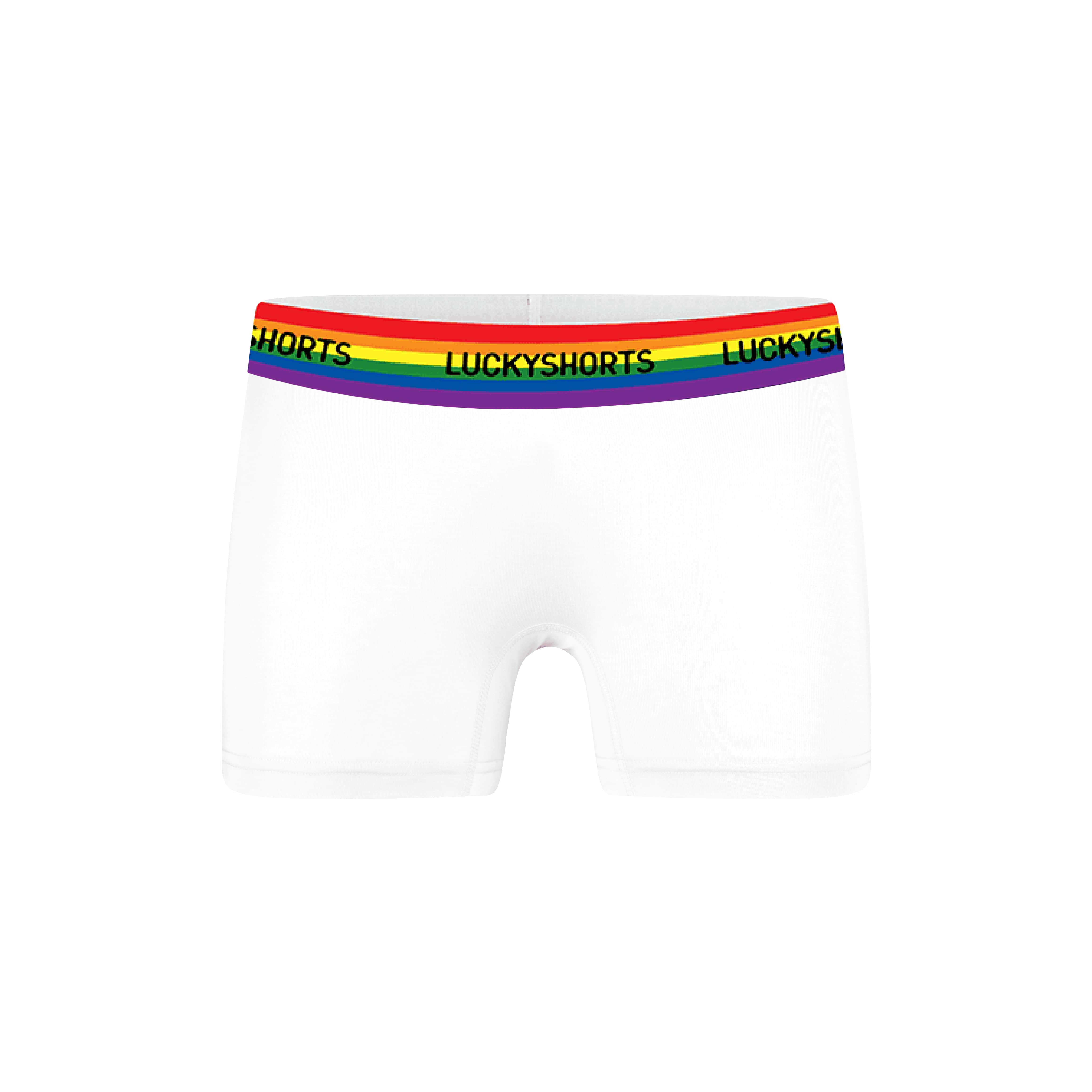 LUCKYSHORTS L Vivid White + Regenbogen-Bund